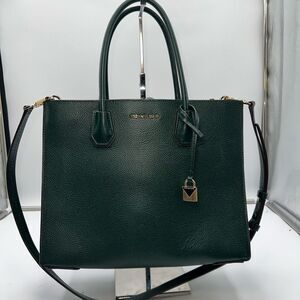 Michael Kors Mercer Large Saffiano Leather Tote Bag in Deep Green